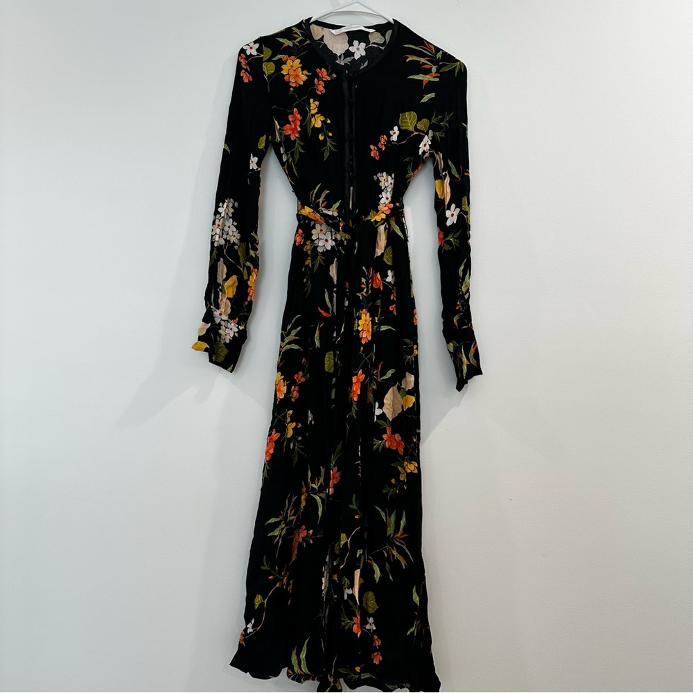 Zara Floral Black Midi Dress